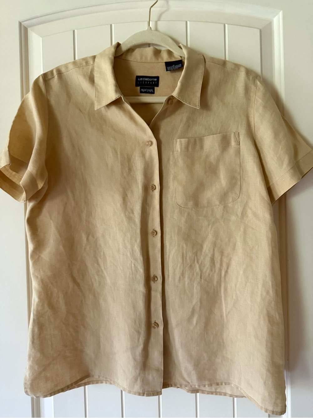 Vintage Liz Claiborne Irish Linen Short-Sleeve Button-Down Shirt 90's
